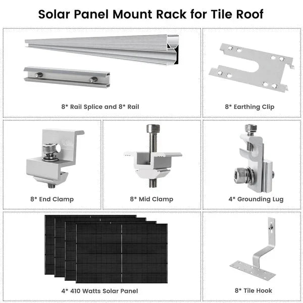 Natures Generator 4 x 410 Watt Monocrystalline Solar Panel With Solar Panel Mount Rack