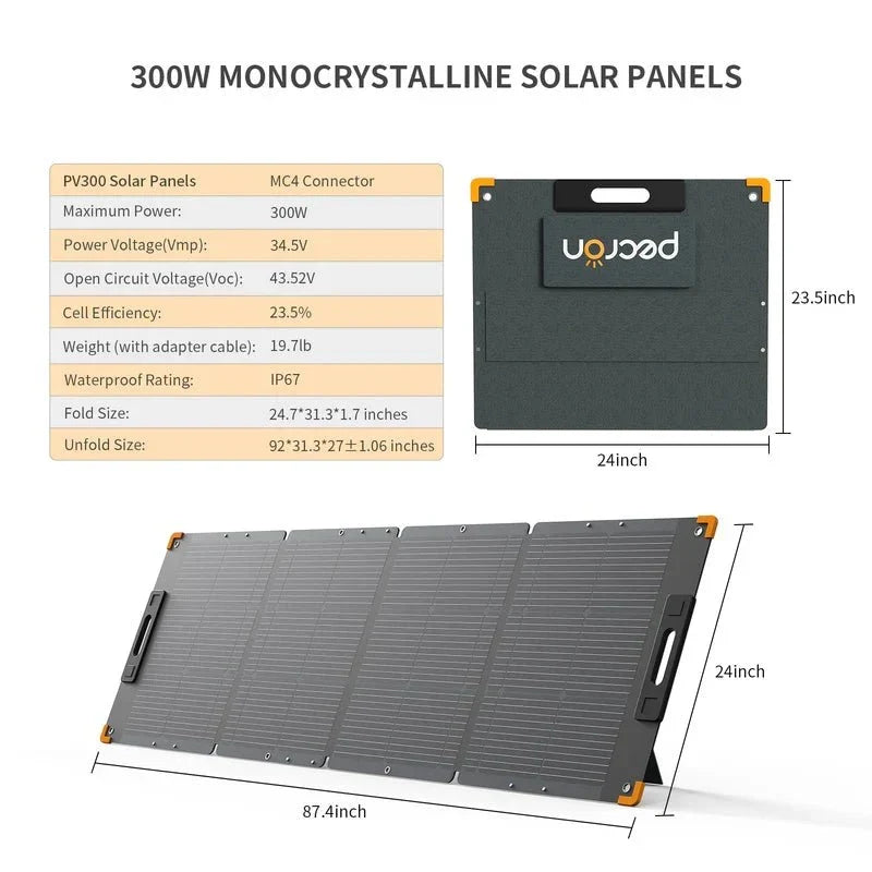 Pecron PV300 300W Monocrystalline Portable Solar Panel