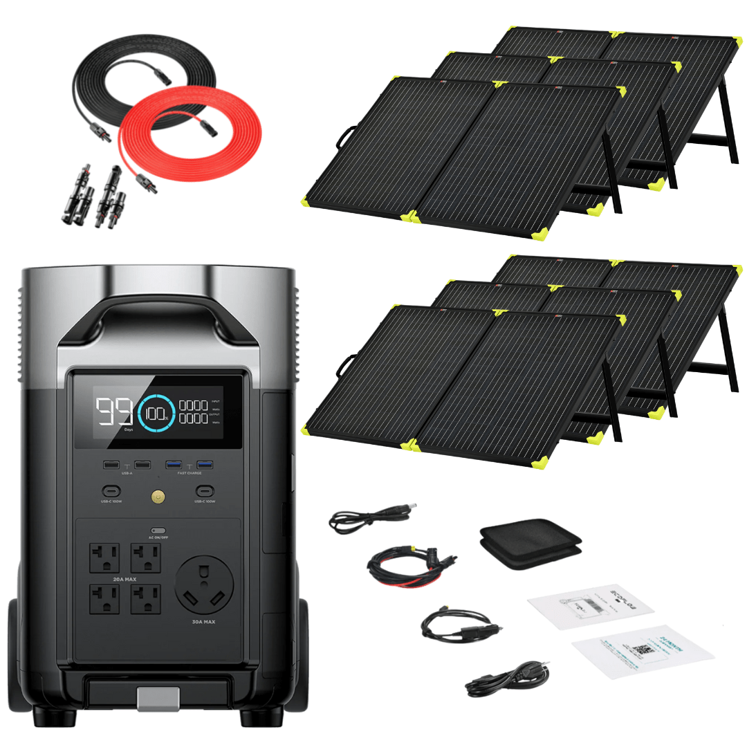 EcoFlow DELTA Pro 3600Wh 3600W Solar Generator + 200W Portable Monocrystalline Solar Panels Kit
