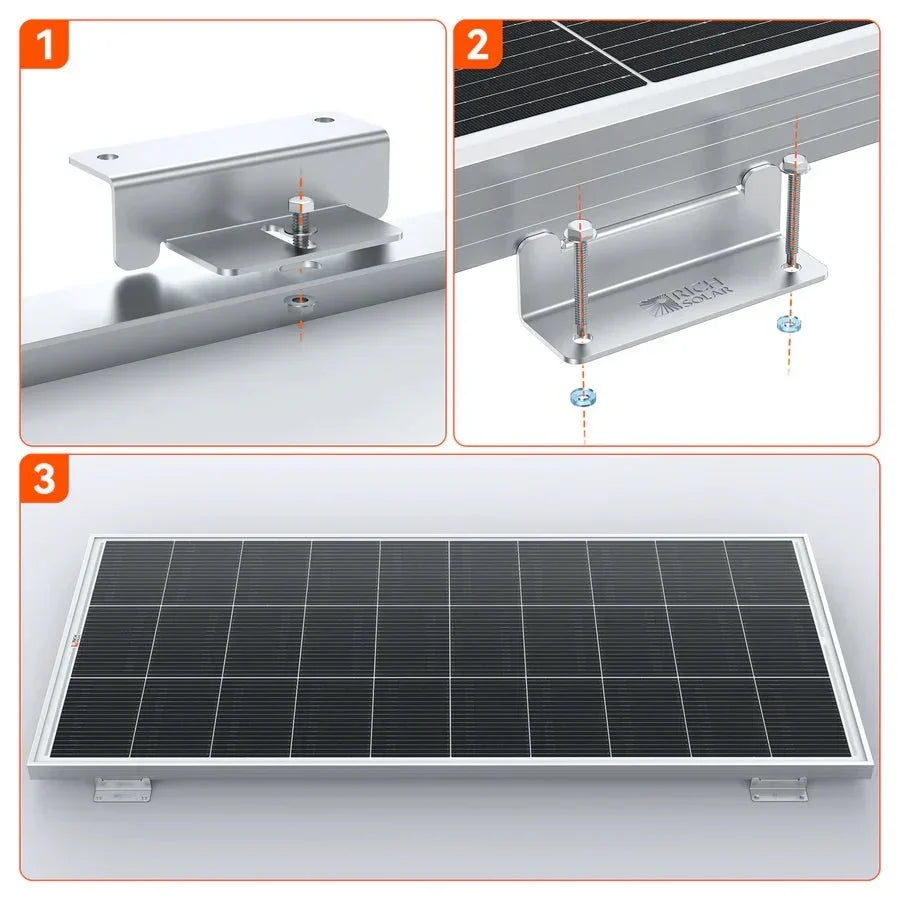 Rich Solar MEGA 200 12V 200W Solar Panel With 3/4" Z Brackets