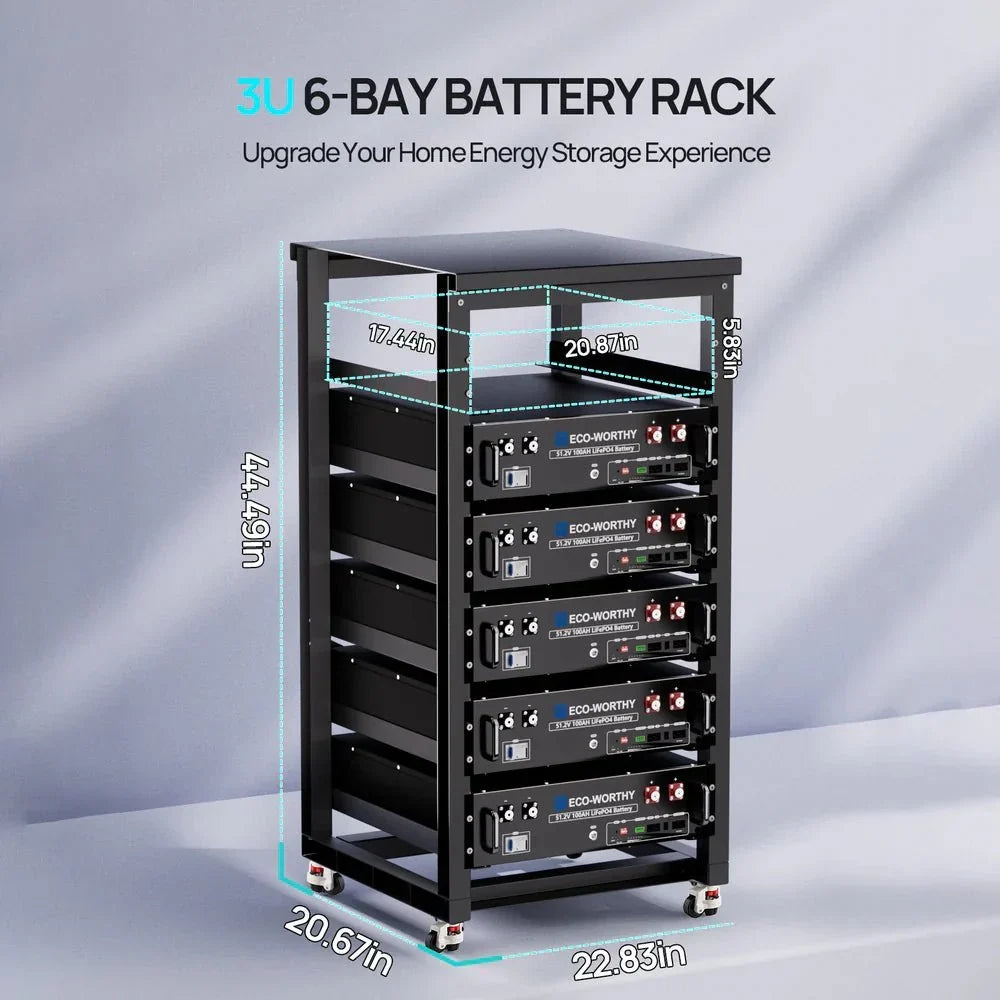 ECO-WORTHY 6-Layer 19 Inch Rack for 3U Server Rack Battery
