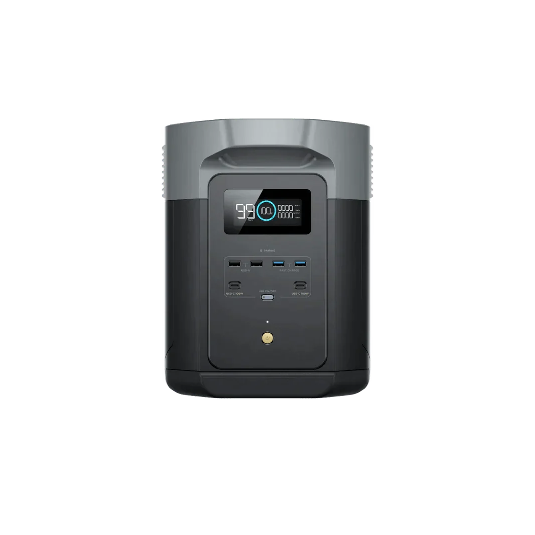 EcoFlow Delta 2 Max With 2 Extra Batteries 6144Wh 2400W LiFePO4 Solar Generator + 200W Portable Monocrystalline Solar Panels Kit