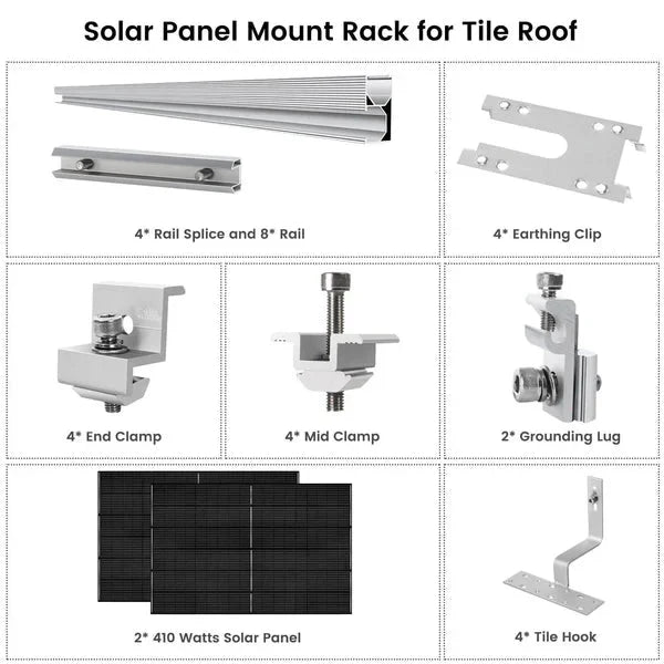Natures Generator 2 x 410 Watt Monocrystalline Solar Panel  With Solar Panel Mount Rack