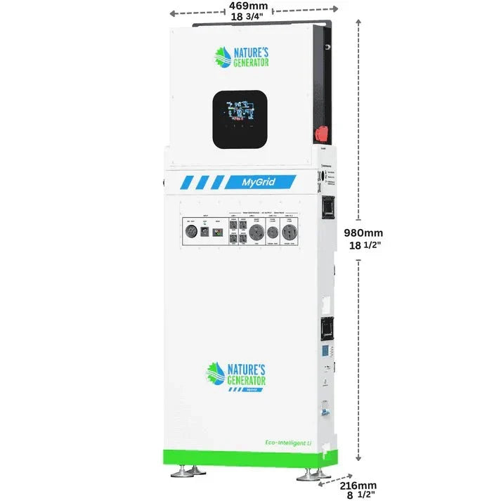 Natures Generator MyGrid 10K + 8 x 410W Rigid Solar Panel + 350W Wind Turbine