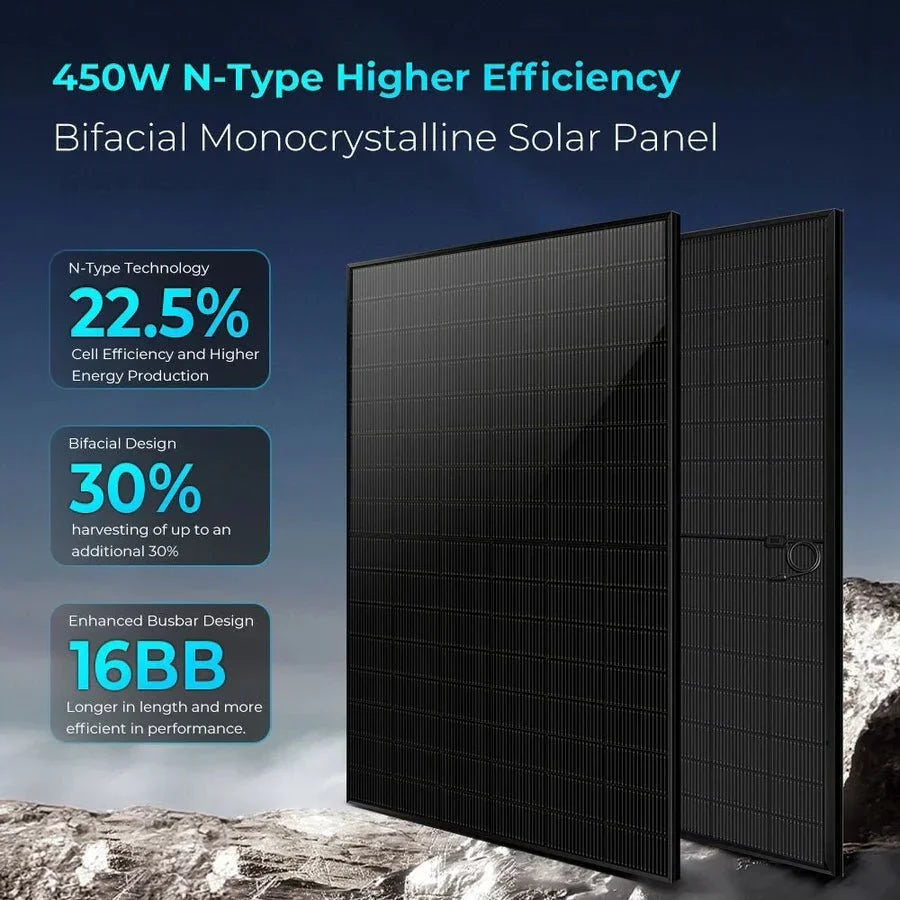 SunGoldPower 450 Watt Bifacial N-Type Monocrystalline Solar Panel